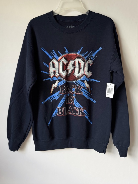 AC/DC Tops - AC/DC Back in Black Graphic Crewneck Sweatshirt Navy Fleece NWT Small Unisex